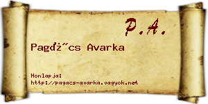 Pagács Avarka névjegykártya